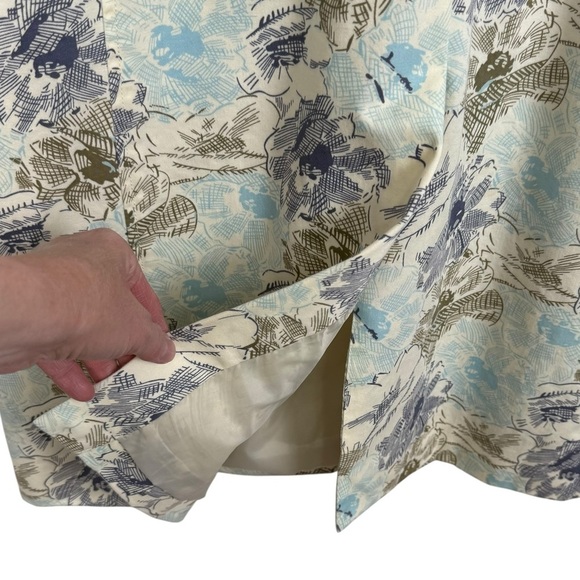 Old Navy Blue Floral Trench Coat Women’s Large – Vintage Y2K Spring Jacket - Picture 6 of 14